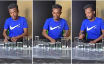 Young man uses glass cups to make mind-blowing music