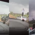 Nigerian Army punish civilian for misconduct, tells him to stand on his car