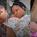 Displeased Nigerian mother confronts her New born baby on why she was born bald