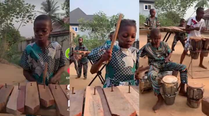 With sticks and locally made musical instruments, a group of African children perfectly recreated the instrumentals of the hit song "Common man" by Burna boy. 