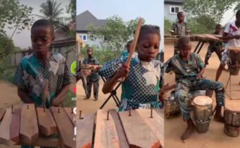 With sticks and locally made musical instruments, a group of African children perfectly recreated the instrumentals of the hit song "Common man" by Burna boy.