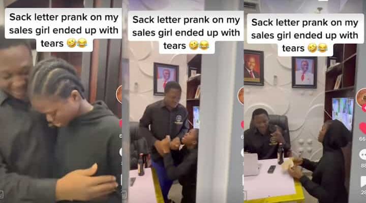 Which kind prank? Man gives salesgirl sack letter, see heartbreaking reaction