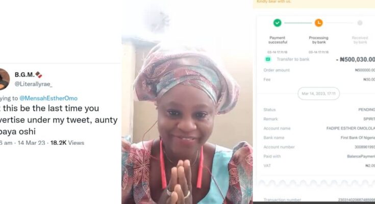 From insult to blessings: Businesswoman, Aunty Esther receives 500k after Twitter influencer condemns her business | ikejabird.com