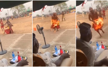 A performer accidentally set himself ablaze in an occasion during fire stunt