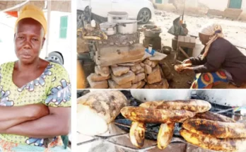 Nigerian woman trains nine children from roasted yam