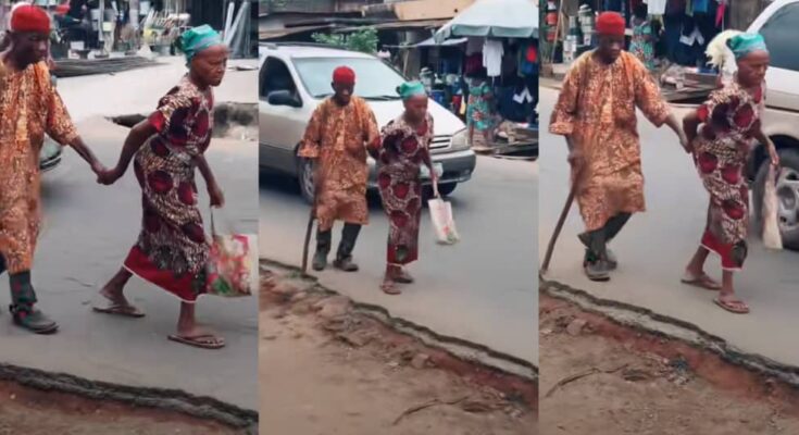 True love never fades: Aged couple walk hand in hand on the road romantically  | ikejabird.com