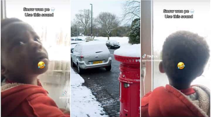 Nigerian little boy sees snow for the first time, calls it garri