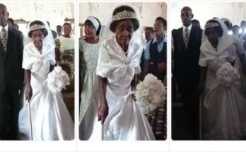 Aged man and woman walk down the aisle, get married with family in attendance | Ikejabird.com