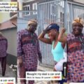 Nigerian lady plays prank on her father before gifting him a new car, netizens react