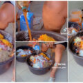Nigerian woman pours Hollandia yoghurt and dano milk into black soap |ikejabird.com