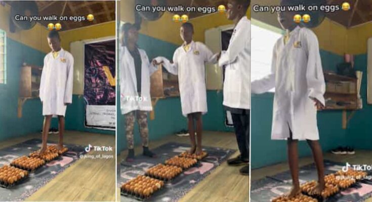 Na juju she use? Lady walks with style on crates of raw eggs | ikejabird.com