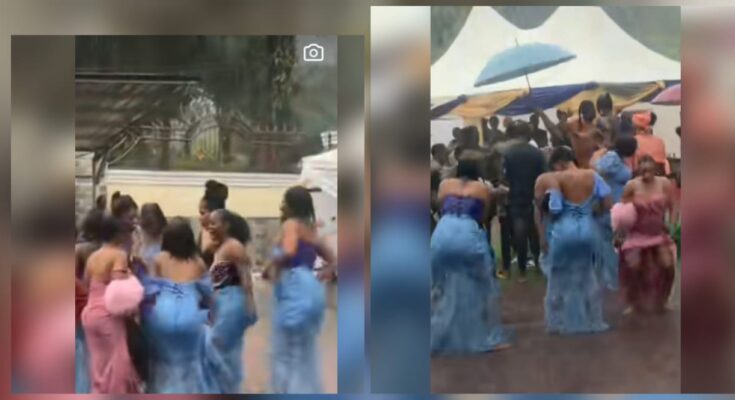 Bride maids of the year: Bride maids came all out to dance despite heavy rain:ikejabird.com