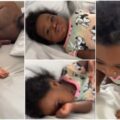 Father disrupts sleep of sound sleeping baby who disturbed his sleep at night