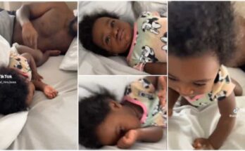 Father disrupts sleep of sound sleeping baby who disturbed his sleep at night