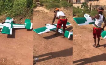 Netizens react as Nigerian man tests airplane model he made