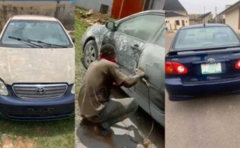 Nigerian mechanic converts old-looking Toyota Camry into new flashy car | Ikejabird.com