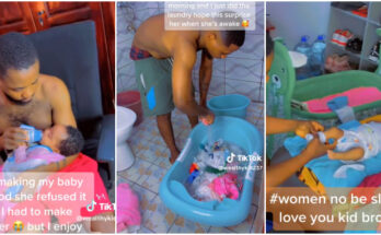 Man helps girlfriend cook and care for the child |Ikejabird.com