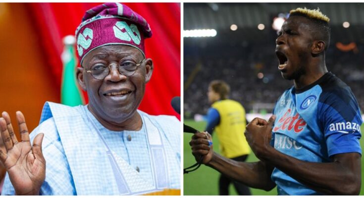Baba wey sabi: Bola Ahmed Tinubu congratulates Victor Osimhen, calls him 'Idan gan gan'