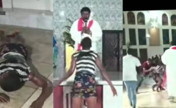 No be Nollywood o: Church on fire as pastor cast out marine spirit physically