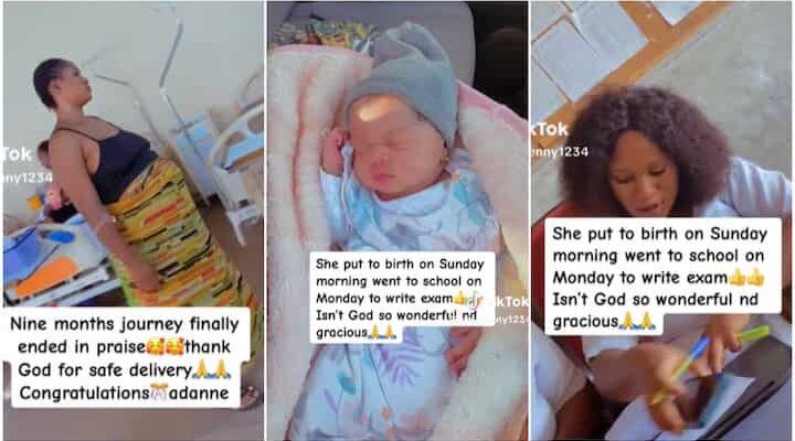 Pretty Nigerian lady gave birth to baby on Sunday, goes to write exam in school on Monday | Ikejabird.com