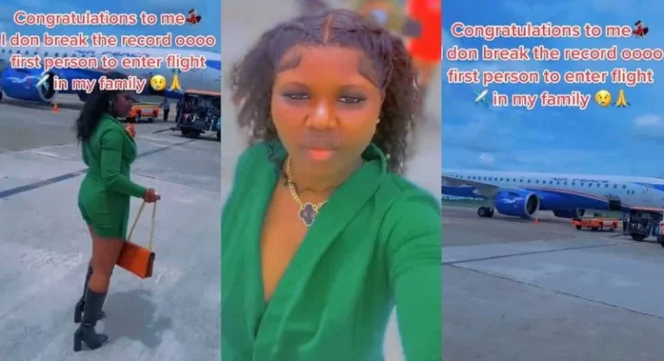 Nigerian Lady celebrates being the first in her family to travel by air | Ikejabird.com