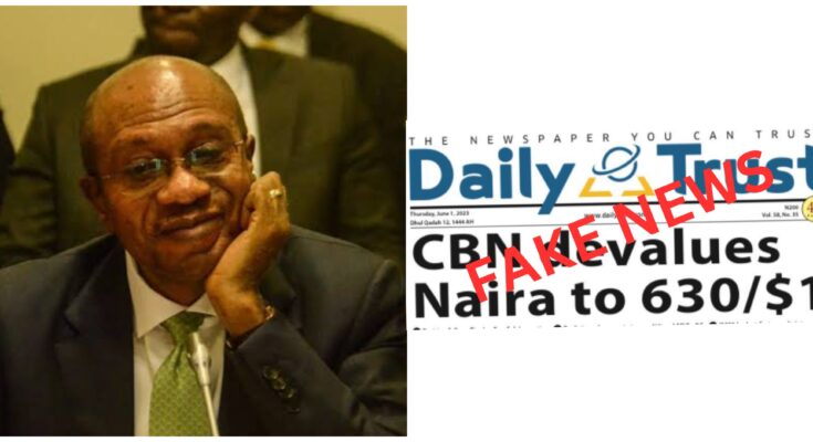 Fake news alert: CBN debunks claim of naira devaluation