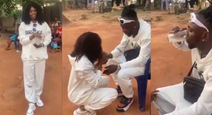 Couple rocks matching joggers and sneakers for traditional wedding ceremony | Ikejabird.com