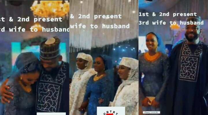 Co-wives hand over third wife to their husband during ceremony