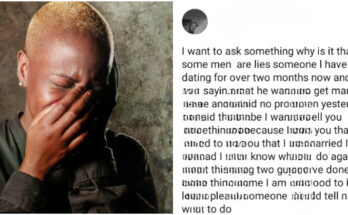 lady cries out as boyfriend of 2 months reveals he's married |Ikejabird.con