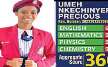 How I scored 360 in JAMB: JAMB highest scorer Umeh Kamsiyochukwu reveals;ikejabird.com