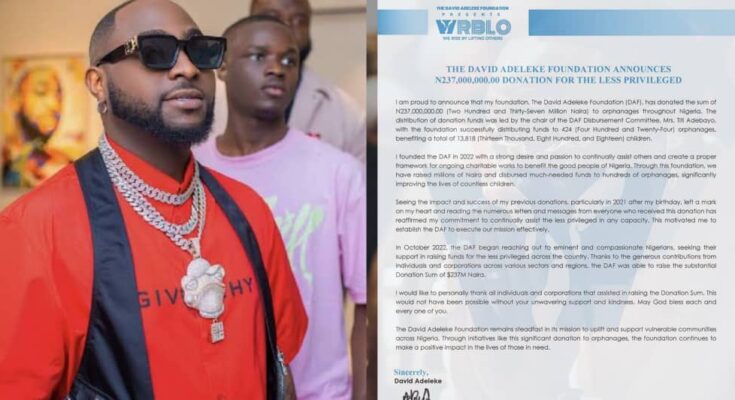 Davido donates N237m to Nigerian orphanages
