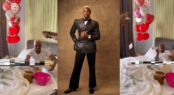Enioluwa gifted bucket of beans and garri on his 24th birthday by his friends 