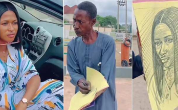 Nigerian man draws pretty lady inside car in just 5 minutes