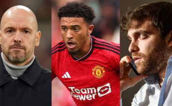 Jadon Sancho, Manchester United's winger, and Manchester United's coach, Ten Hag, are at loggerheads because Sancho Was benched for the Arsenal game due to Poor training:ikejabird.com