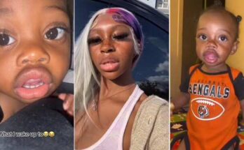Young mum shares her morning view, son stares deeply into her eyes