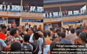 Fight erupts as lady reports classmates for using phone during exam