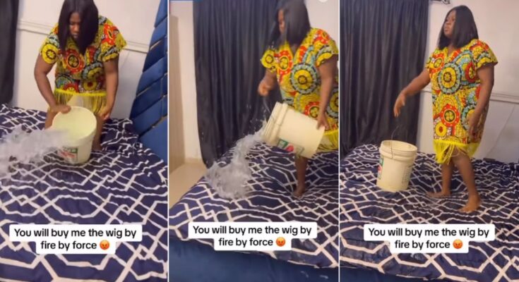 Angry wife soaks matrimonial bed with water after husband refuses to buy her a wig