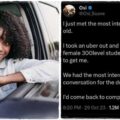 Twitter user shares exciting experience with a 22-year old female Uber driver