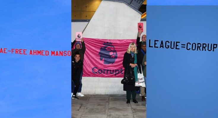 Everton Fans Fly "Corrupt League" Banner Over City-Liverpool Match ...