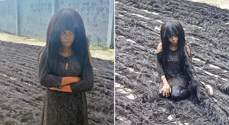 Nigerian woman sets Guinness World Record for longest handmade wig |Ikejabird.com