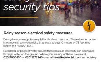 Ikeja Electric: Rainy Season Electrical Safety Tips