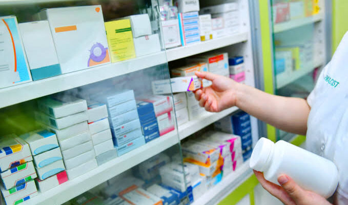 Drugs in a pharmacy
