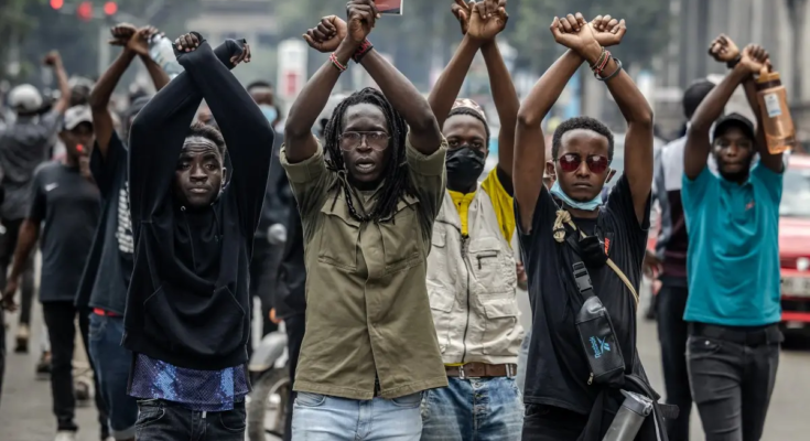 Kenyans during protest