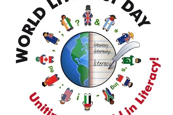 Children learning to read in a classroom on International Literacy Day