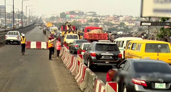 Traffic gridlock at Kara Bridge on the Lagos-Ibadan Expressway