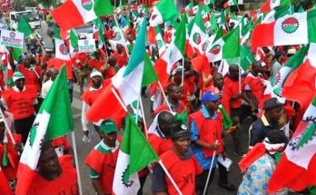 Nigerian workers during a labour protest in Nigeria