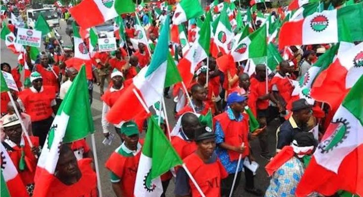 Nigerian workers during a labour protest in Nigeria