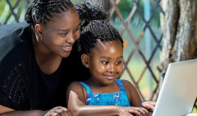 Parent and child featured in social media content