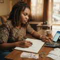 Young Nigerian adult reviewing a monthly budget