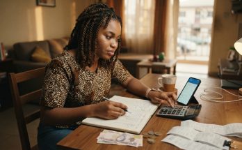 Young Nigerian adult reviewing a monthly budget